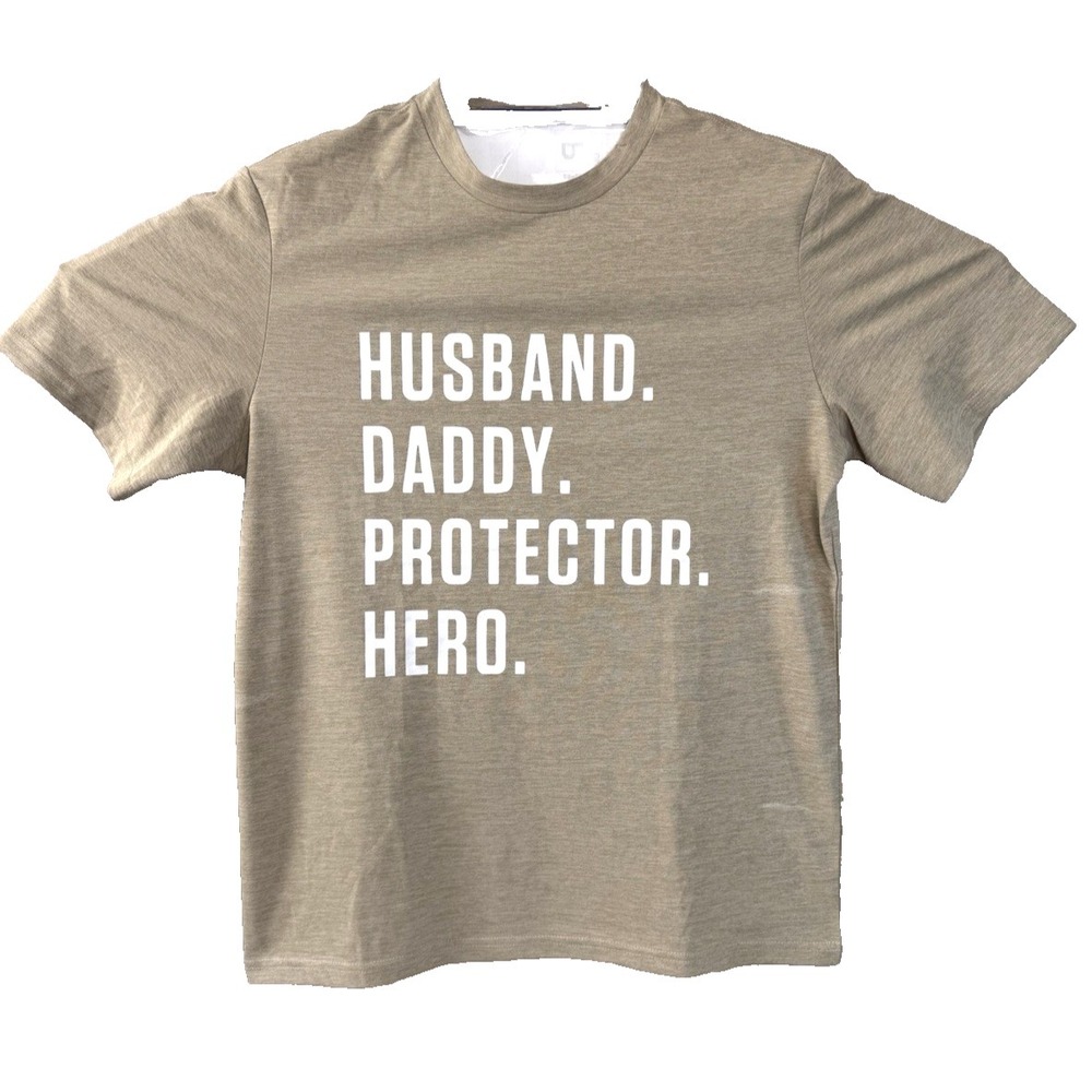 Fathers Day Gift Men M Tee Husband Daddy Protector Hero T-Shirt Dad Grandpa Pops